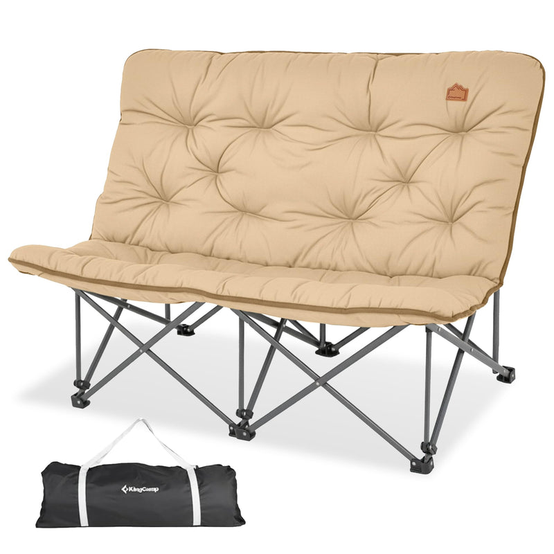 Load image into Gallery viewer, KingCamp LEMON C20 Loveseat Couch | Double Butterfly Folding Camping Chair for Two Khaki