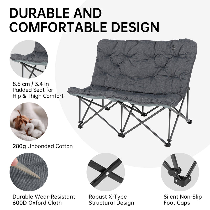 Load image into Gallery viewer, KingCamp LEMON C20 Loveseat Couch Grey Spacious and Durable