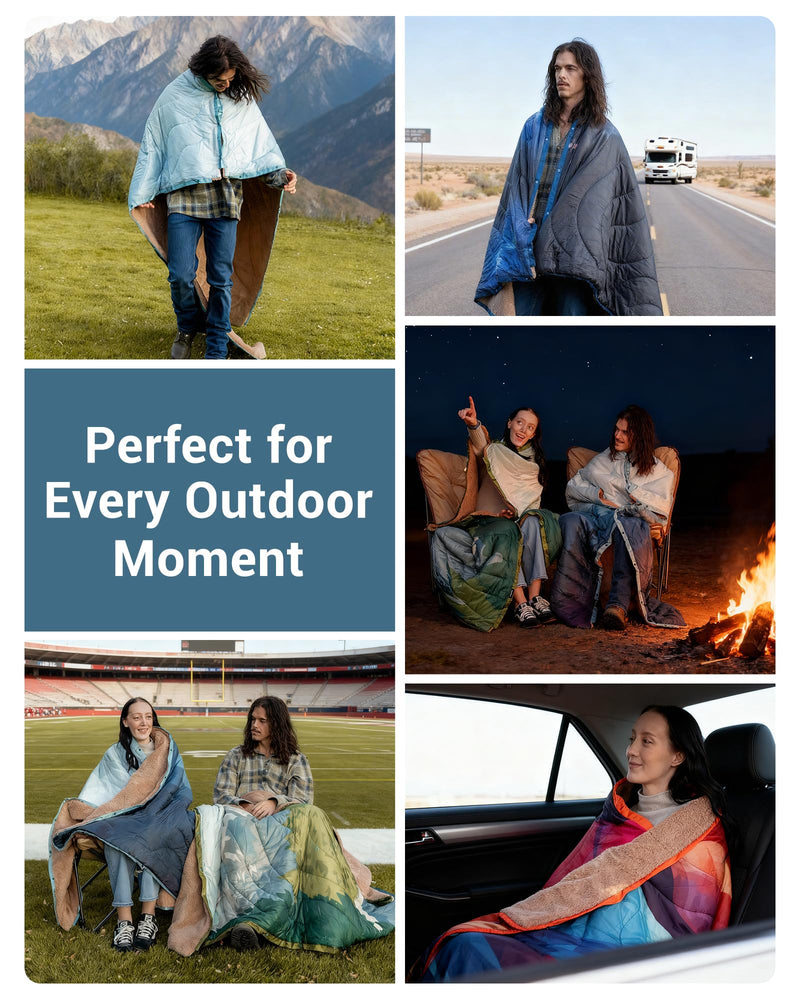 Load image into Gallery viewer, KingCamp Large Sherpa & Water-Resistant Picnic Blanket can be Use As PONCHO Sleeping Bags Picnic Mat