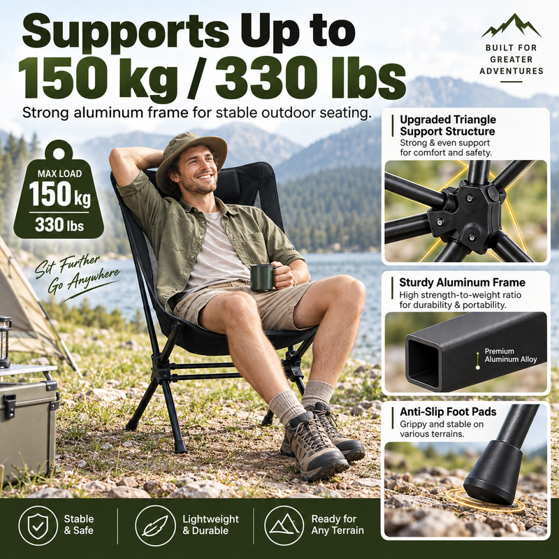 Load image into Gallery viewer, KingCamp Lightweight High Back Camping Chair with Gentle Sway, Quick-Fold Aluminum Chair, 330 lbs Capacity, 39.8" Tall Backrest with Carry Bag