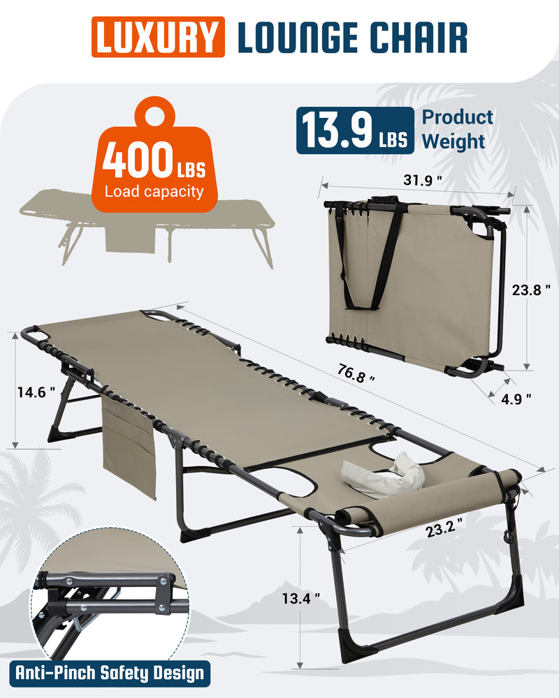 Load image into Gallery viewer, KingCamp MAGNOLIA B20 Folding Lounge Chair with Face Hole and Anti-Pinch Safety Design