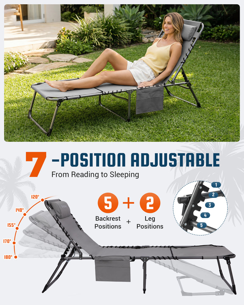 Load image into Gallery viewer, KingCamp MAGNOLIA B20 Folding Lounge Chair with Face Hole 7-POSITION ADJUSTABLE
From Reading to Sleeping