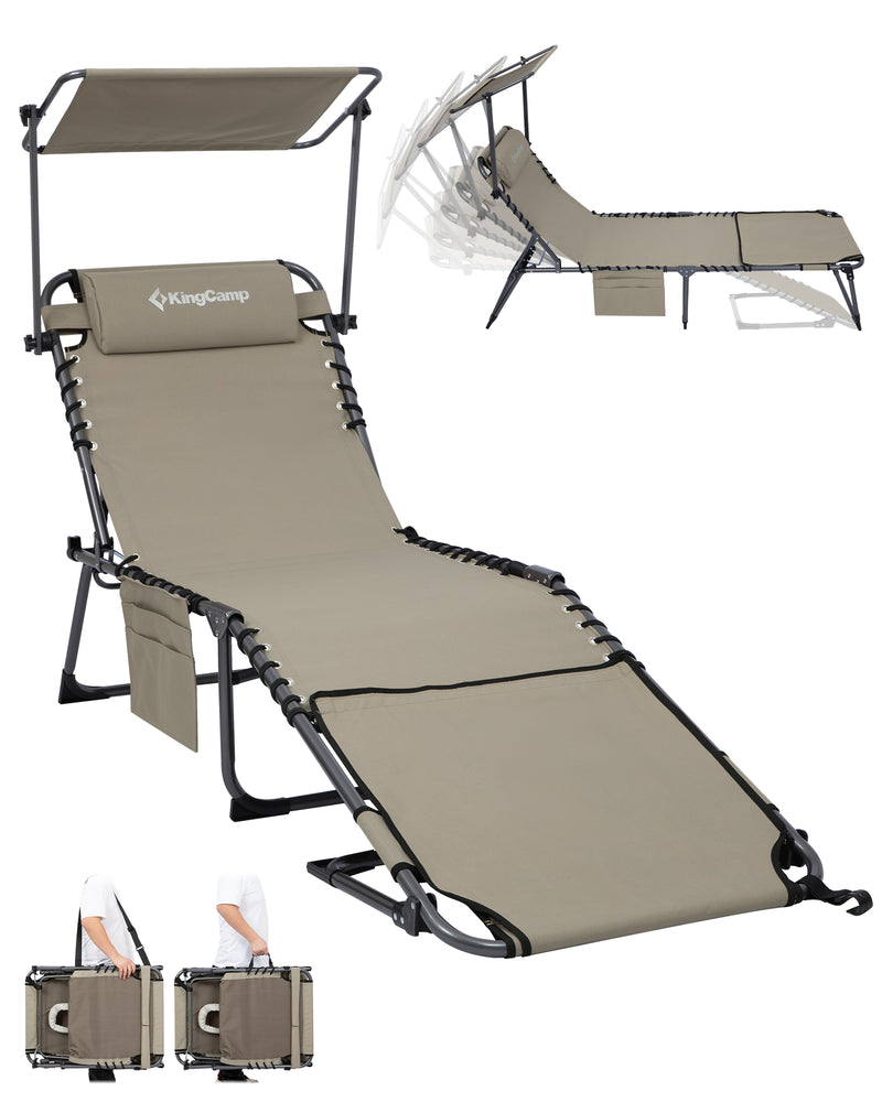 Load image into Gallery viewer, KingCamp MAGNOLIA B30 Folding Tanning Chair with Face Hole & Canopy Shade | 400lb Capacity