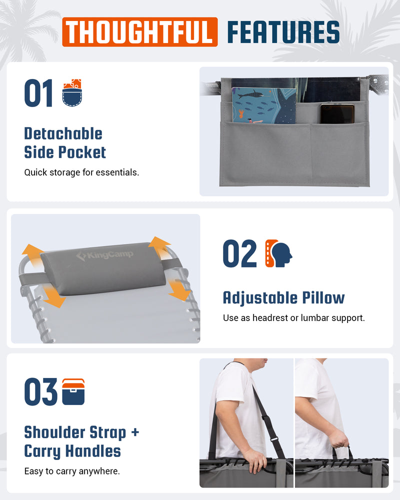 Load image into Gallery viewer, KingCamp MAGNOLIA B30 Folding Tanning Chair with Face Hole & Canopy Shade | 400lb Capacity