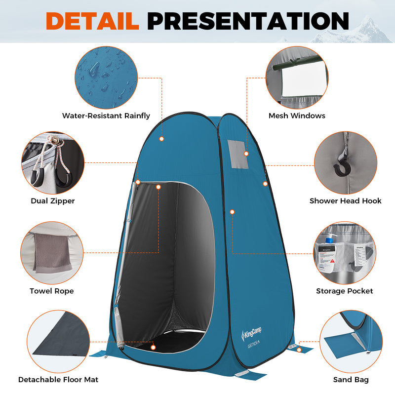 Load image into Gallery viewer, KingCamp MARASUSA POP Instant Privacy Tent | Pop-Up Camping Shower Tent with UPF50+ Sun Protection, Portable Changing Room & Toilet Shelter for Beach, Camping & Outdoor Events