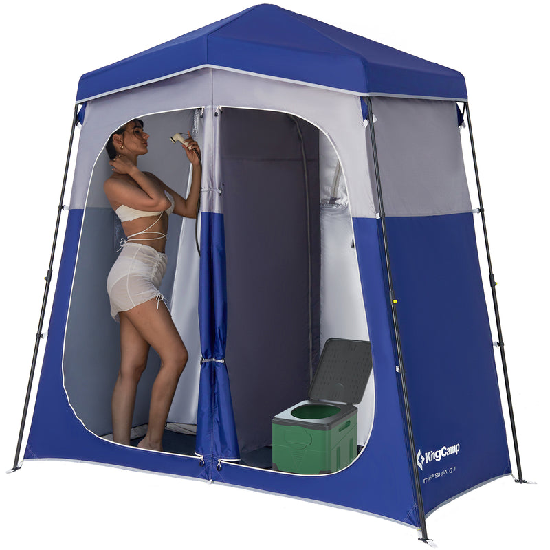 Load image into Gallery viewer, KingCamp MARASUSA Q II Double Privacy Shelter | 2-Room Pop-Up Shower Tent with UPF50+ Sun Protection, XL 7x7ft Interior for Camping Shower, Toilet & Changing Room