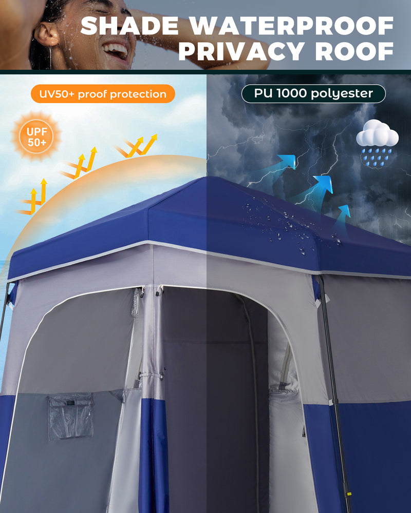 Load image into Gallery viewer, KingCamp MARASUSA Q II Double Privacy Shelter | 2-Room Pop-Up Shower Tent with UPF50+ Sun Protection, XL 7x7ft Interior for Camping Shower, Toilet & Changing Room