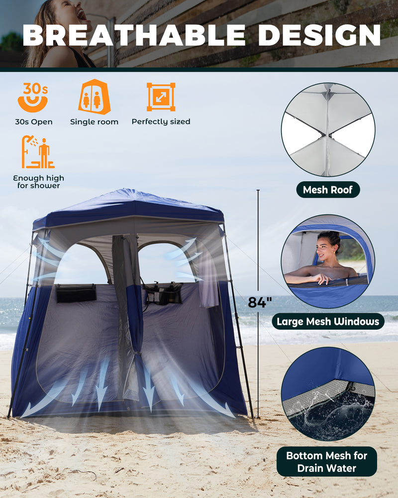 Load image into Gallery viewer, KingCamp MARASUSA Q II Double Privacy Shelter | 2-Room Pop-Up Shower Tent with UPF50+ Sun Protection, XL 7x7ft Interior for Camping Shower, Toilet & Changing Room