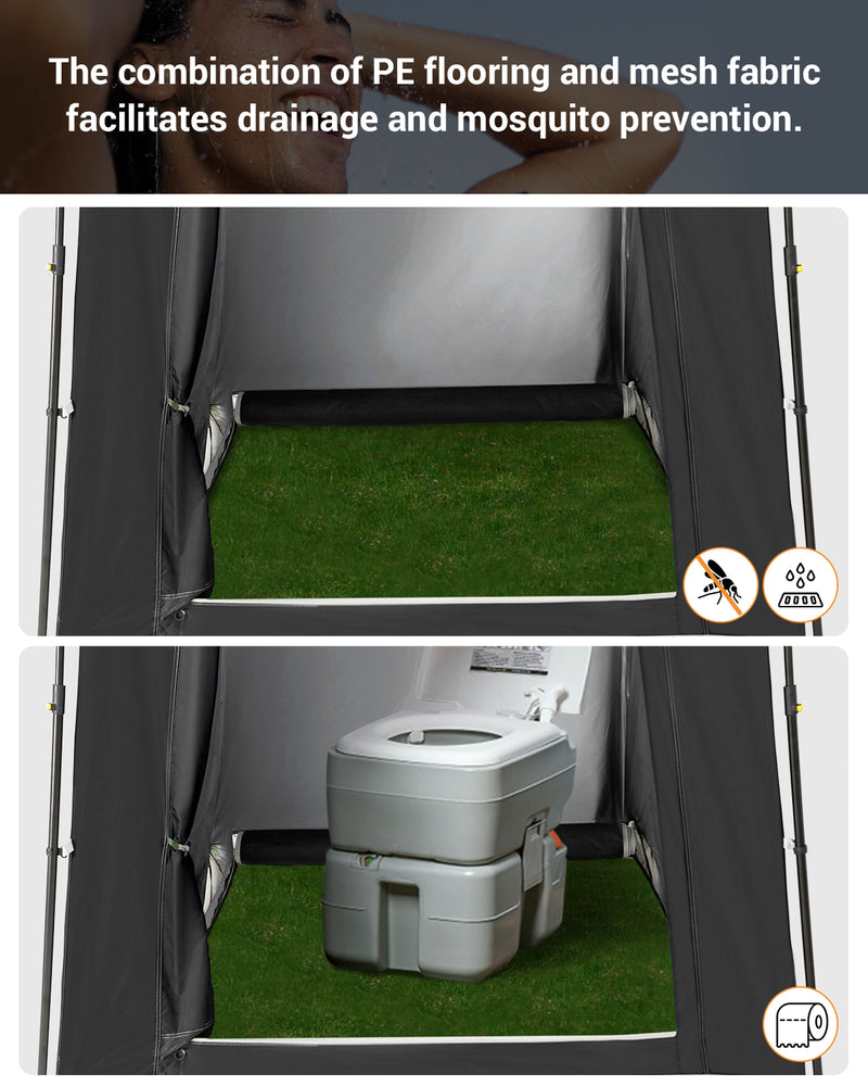 Load image into Gallery viewer, KingCamp MARASUSA Q Single Privacy Shelter | Pop-Up Camping Shower Tent with UPF50+ Sun Protection, XL 5.5x5.5ft Interior for Portable Toilet, Changing Room & Outdoor Shower Black