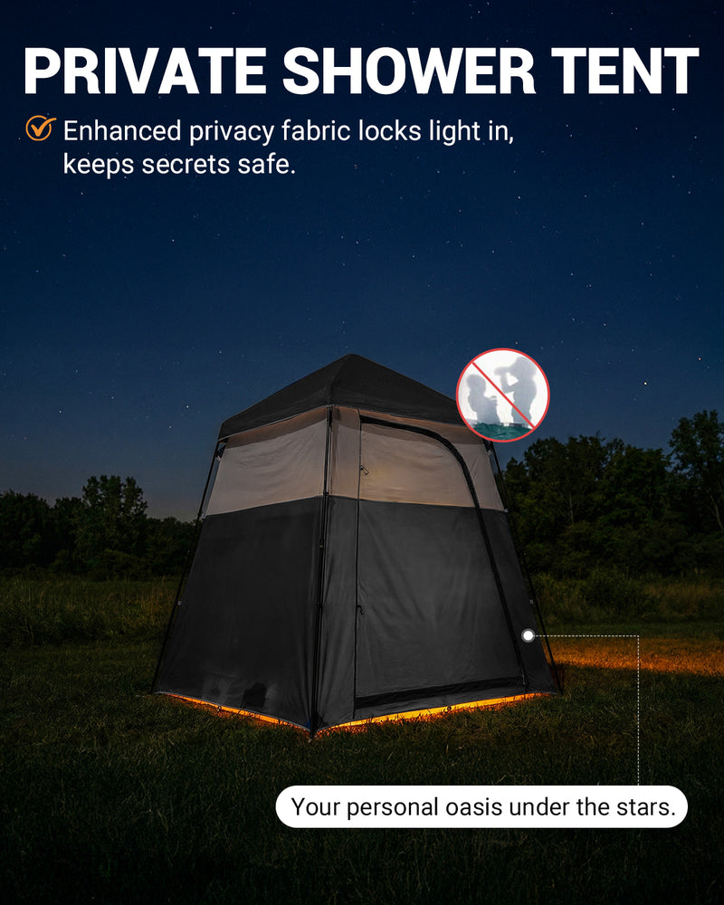 Load image into Gallery viewer, KingCamp MARASUSA Q Single Privacy Shelter | Pop-Up Camping Shower Tent with UPF50+ Sun Protection, XL 5.5x5.5ft Interior for Portable Toilet, Changing Room & Outdoor Shower Black