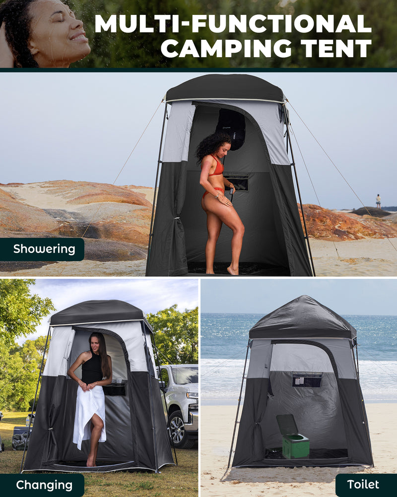 Load image into Gallery viewer, KingCamp MARASUSA Q Single Privacy Shelter | Pop-Up Camping Shower Tent with UPF50+ Sun Protection, XL 5.5x5.5ft Interior for Portable Toilet, Changing Room & Outdoor Shower Black