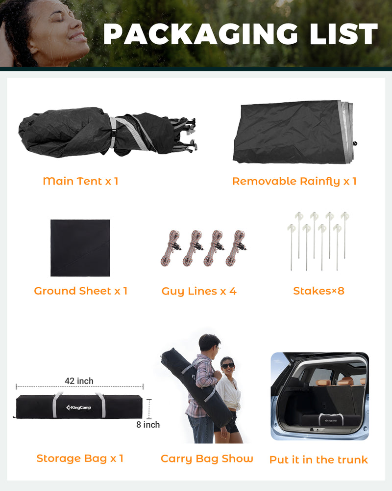 Load image into Gallery viewer, KingCamp MARASUSA Q Single Privacy Shelter | Pop-Up Camping Shower Tent with UPF50+ Sun Protection, XL 5.5x5.5ft Interior for Portable Toilet, Changing Room & Outdoor Shower Black