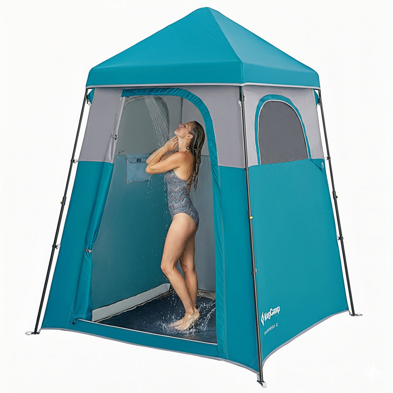 Load image into Gallery viewer, KingCamp MARASUSA Q Single Privacy Shelter | Pop-Up Camping Shower Tent with UPF50+ Sun Protection, XL 5.5x5.5ft Interior for Portable Toilet, Changing Room & Outdoor Shower Cyan