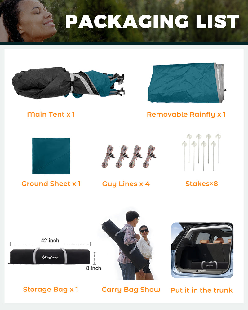 Load image into Gallery viewer, KingCamp MARASUSA Q Single Privacy Shelter | Pop-Up Camping Shower Tent with UPF50+ Sun Protection, XL 5.5x5.5ft Interior for Portable Toilet, Changing Room & Outdoor Shower Cyan