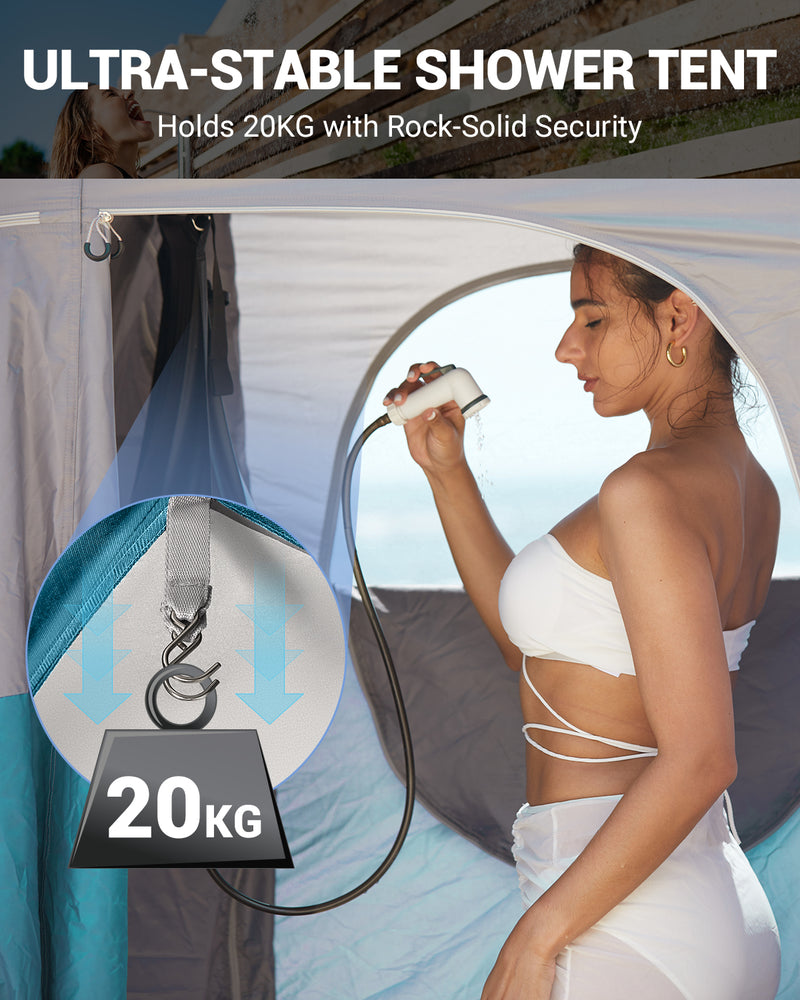 Load image into Gallery viewer, KingCamp MARASUSA Q Single Privacy Shelter | Pop-Up Camping Shower Tent with UPF50+ Sun Protection, XL 5.5x5.5ft Interior for Portable Toilet, Changing Room & Outdoor Shower Cyan