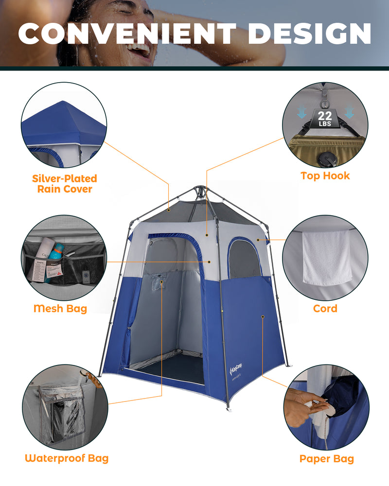 Load image into Gallery viewer, KingCamp MARASUSA Q Single Privacy Shelter | Pop-Up Camping Shower Tent with UPF50+ Sun Protection, XL 5.5x5.5ft Interior for Portable Toilet, Changing Room & Outdoor Shower