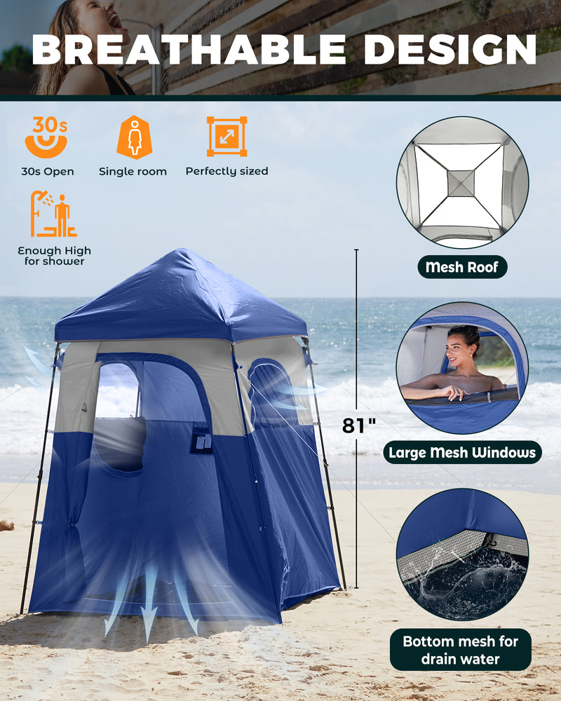 Load image into Gallery viewer, KingCamp MARASUSA Q Single Privacy Shelter | Pop-Up Camping Shower Tent with UPF50+ Sun Protection, XL 5.5x5.5ft Interior for Portable Toilet, Changing Room & Outdoor Shower