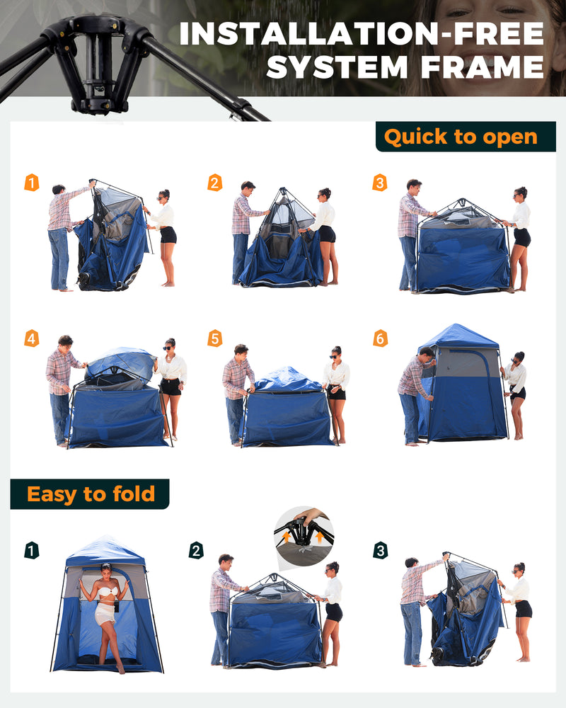 Load image into Gallery viewer, KingCamp MARASUSA Q Single Privacy Shelter | Pop-Up Camping Shower Tent with UPF50+ Sun Protection, XL 5.5x5.5ft Interior for Portable Toilet, Changing Room & Outdoor Shower