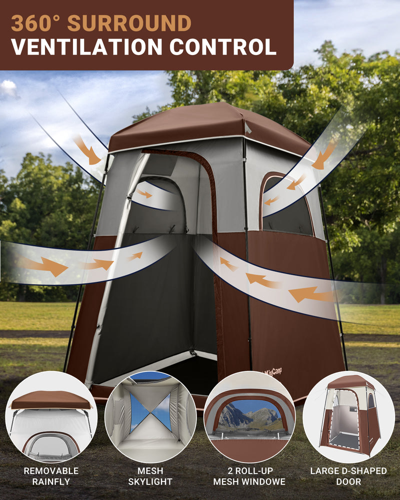 Load image into Gallery viewer, KingCamp MARASUSA Single Privacy Shelter with 20L Solar Shower Bag Camping Shower Tent, UPF50+ Sun Protection, Portable Outdoor Shower Kit for Camping, Beach & Festivals Coffee