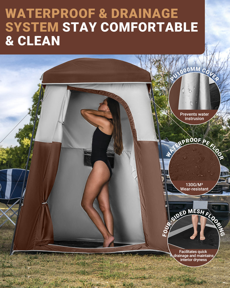 Load image into Gallery viewer, KingCamp MARASUSA Single Privacy Shelter with 20L Solar Shower Bag Camping Shower Tent, UPF50+ Sun Protection, Portable Outdoor Shower Kit for Camping, Beach & Festivals Coffee