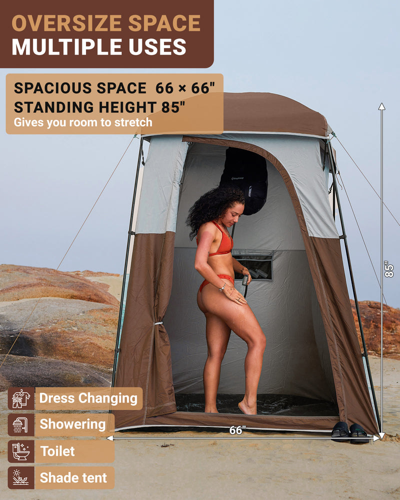 Load image into Gallery viewer, KingCamp MARASUSA Single Privacy Shelter with 20L Solar Shower Bag Camping Shower Tent, UPF50+ Sun Protection, Portable Outdoor Shower Kit for Camping, Beach & Festivals Coffee