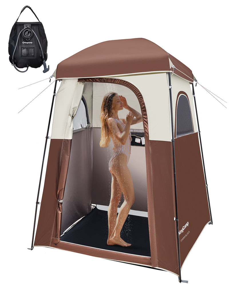 Load image into Gallery viewer, KingCamp MARASUSA Single Privacy Shelter with 20L Solar Shower Bag Camping Shower Tent, UPF50+ Sun Protection, Portable Outdoor Shower Kit for Camping, Beach & Festivals Coffee