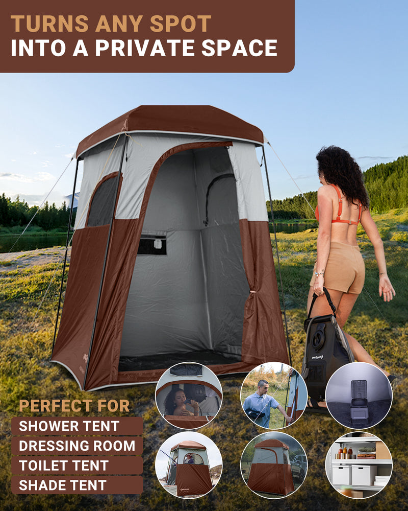 Load image into Gallery viewer, KingCamp MARASUSA Single Privacy Shelter with 20L Solar Shower Bag Camping Shower Tent, UPF50+ Sun Protection, Portable Outdoor Shower Kit for Camping, Beach & Festivals Coffee