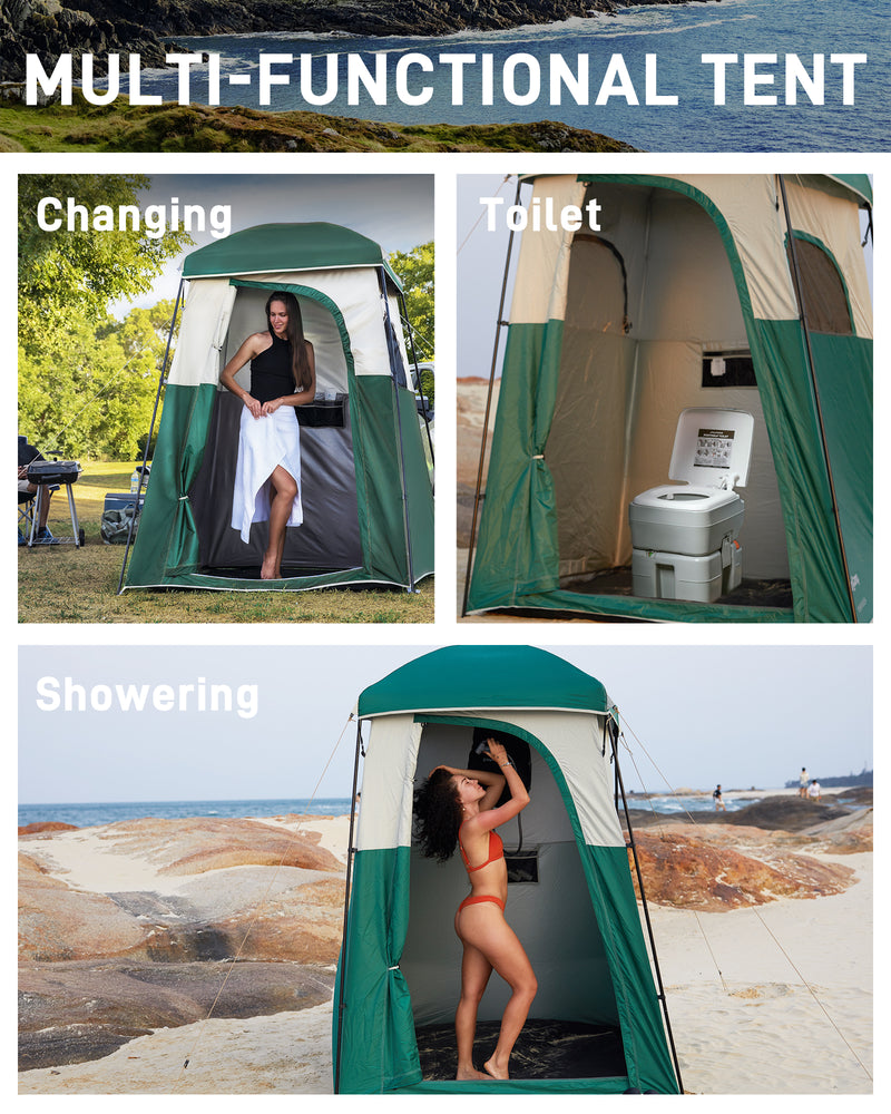 Load image into Gallery viewer, KingCamp MARASUSA Single Privacy Shelter with 20L Solar Shower Bag Camping Shower Tent, UPF50+ Sun Protection, Portable Outdoor Shower Kit for Camping, Beach & Festivals