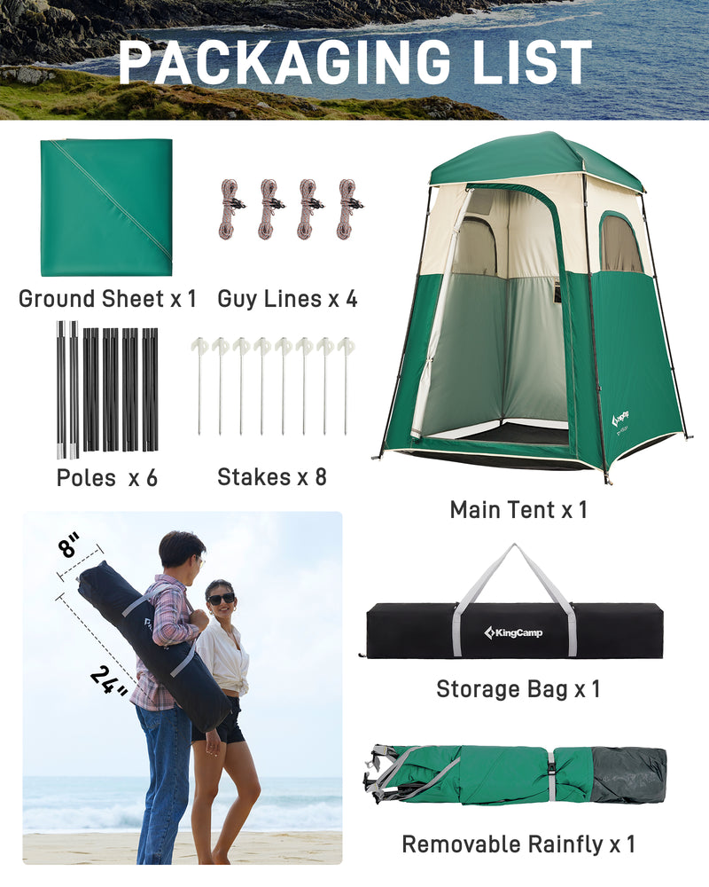 Load image into Gallery viewer, KingCamp MARASUSA Single Privacy Shelter with 20L Solar Shower Bag Camping Shower Tent, UPF50+ Sun Protection, Portable Outdoor Shower Kit for Camping, Beach & Festivals