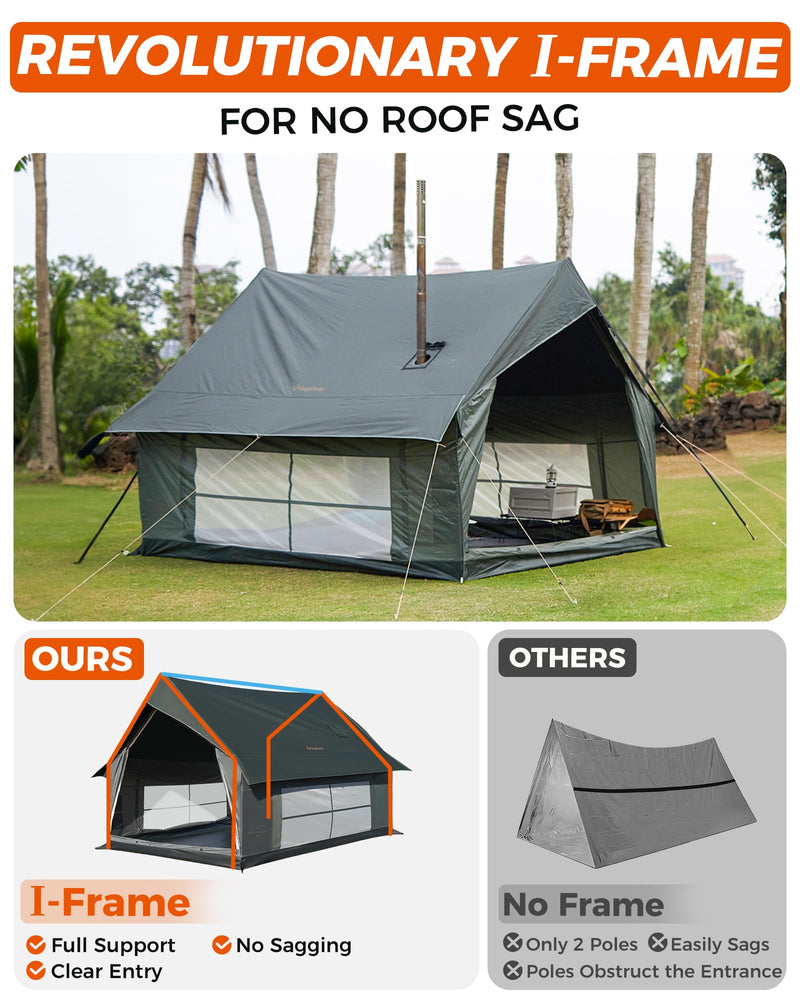 Load image into Gallery viewer, KingCamp MOUNTAIN IN C2 Canvas Cabin Tent 8' x 11' Green