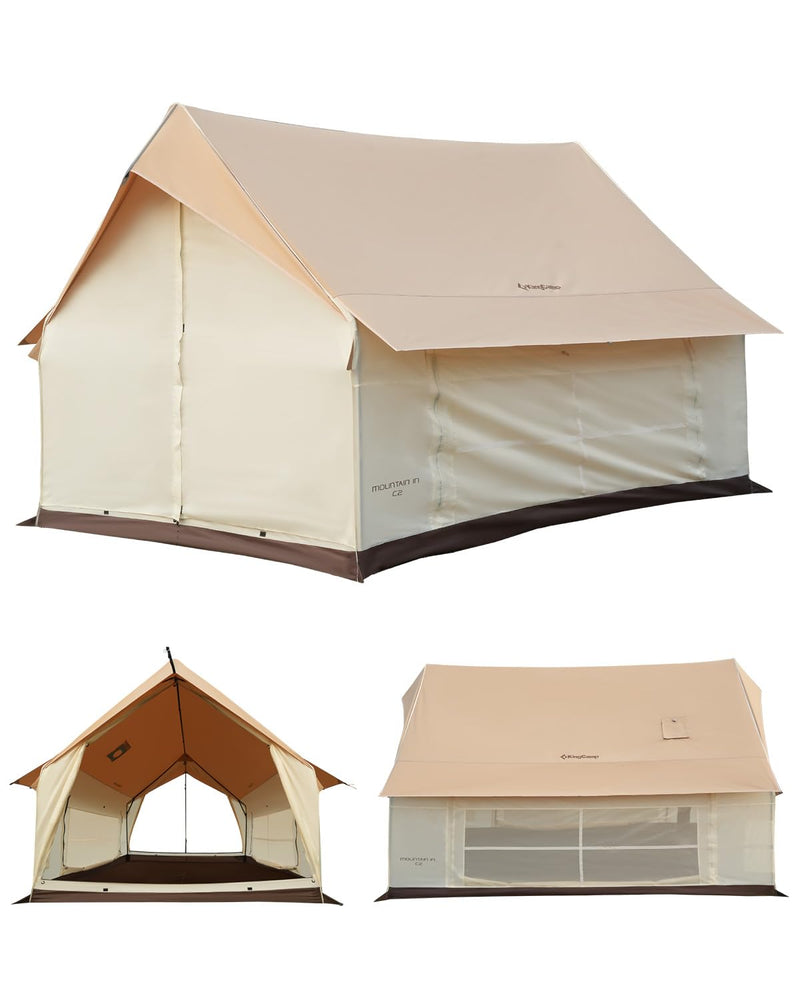 Load image into Gallery viewer, KingCamp MOUNTAIN IN C2 Canvas Cabin Tent 8' x 11' Khaki