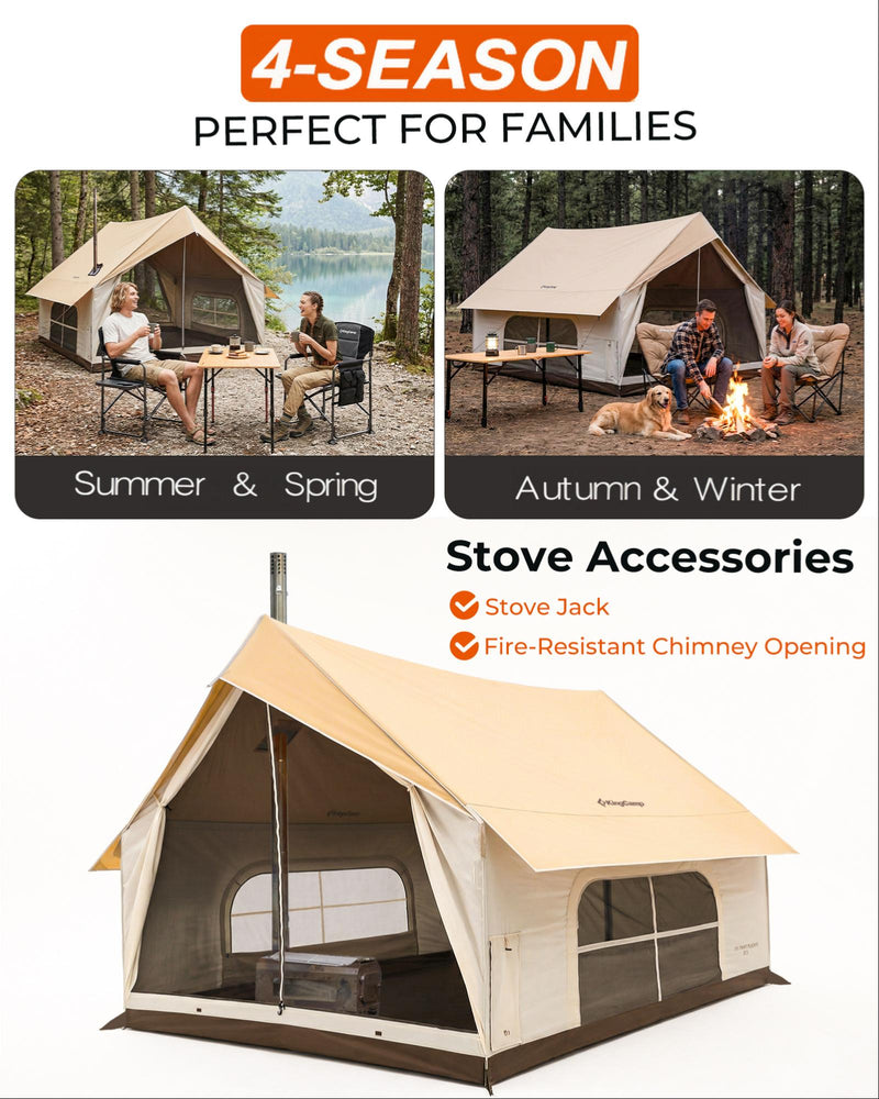 Load image into Gallery viewer, KingCamp MOUNTAIN IN C5 Canvas Hot Tent | 5-6 Person Cabin Tent with Stove Jack, Waterproof & Windproof for 4-Season Camping