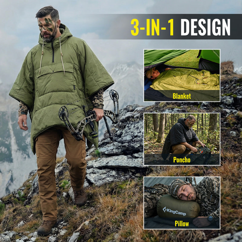 Load image into Gallery viewer, KingCamp MURANO 180 Wearable 3-in-1 Convertible Camping Poncho with Kangaroo Pocket Ultralight and Compact