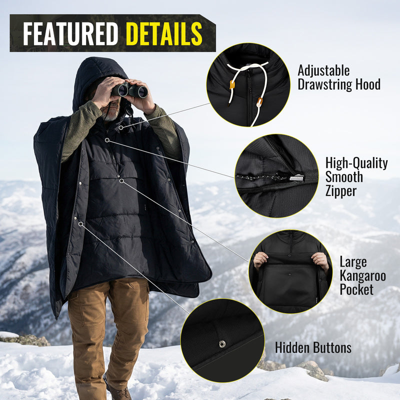 Load image into Gallery viewer, KingCamp MURANO 180 Wearable Hooded 3-in-1 Convertible Camping Poncho, Lightweight Outdoor Cape with Kangaroo Pocket