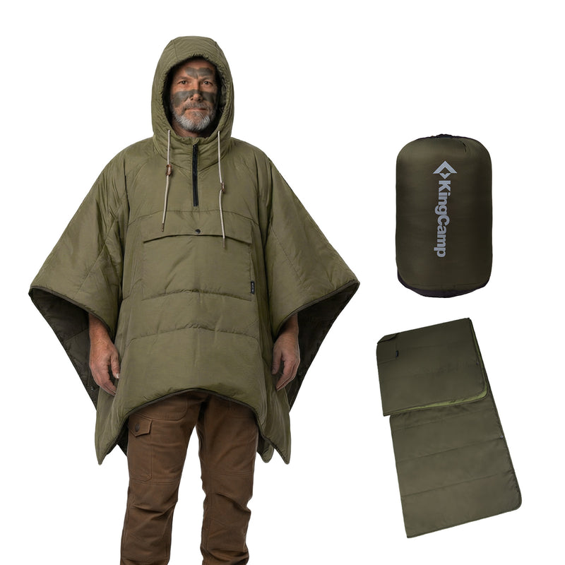 Load image into Gallery viewer, KingCamp MURANO 180 Wearable Hooded Poncho Blanket | 3-in-1 Convertible Camping Poncho, Lightweight Outdoor Cape Green