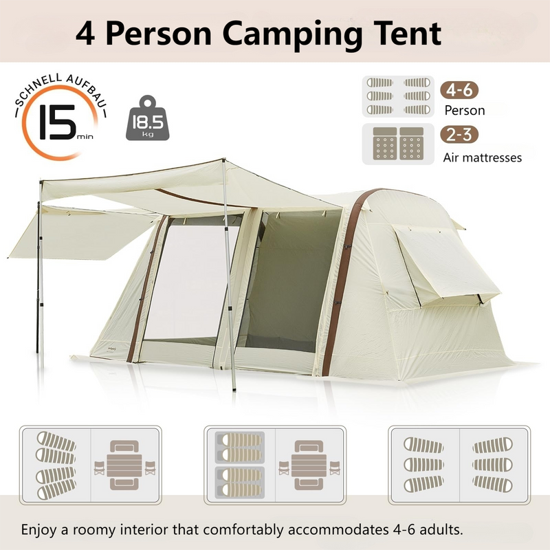 Load image into Gallery viewer, KingCamp NUOVA AIR Inflatable Tunnel Tent 4 Person Camping Tent