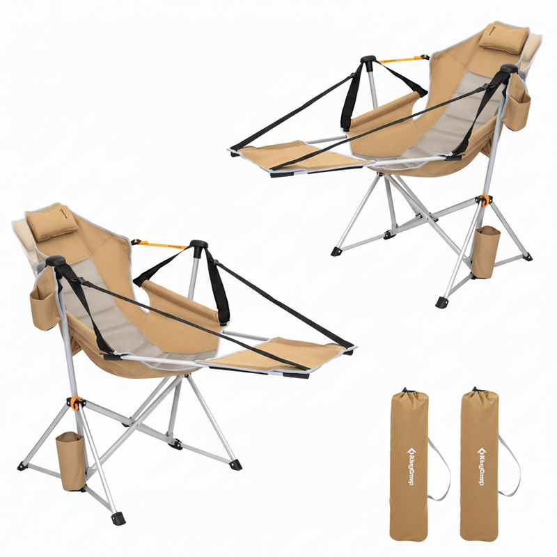Load image into Gallery viewer, KingCamp ORCHID C20 Folding Rocking Chair Hammock Camping Chair 2 Pack Khaki