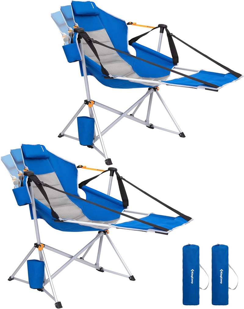 Load image into Gallery viewer, KingCamp ORCHID C20 Folding Rocking Chair Hammock Camping Chair Blue 2 Pack
