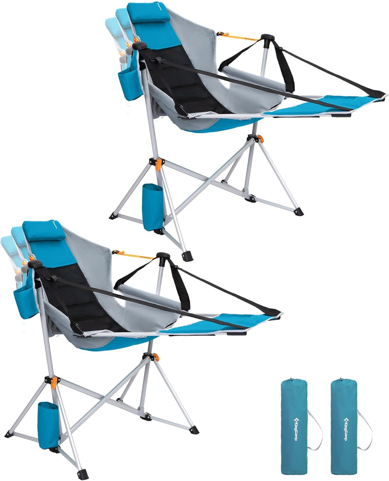 Load image into Gallery viewer, KingCamp ORCHID C20 Folding Rocking Chair Hammock Camping Chair Cyan2 Pack