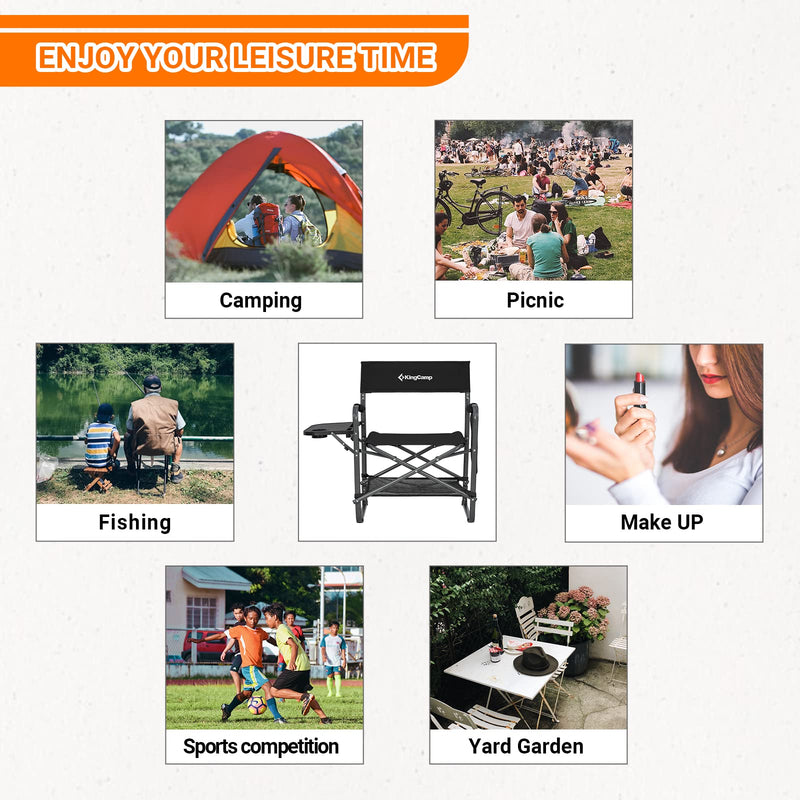 Load image into Gallery viewer, KingCamp Padded Outdoor Folding Director Chair with Side Table