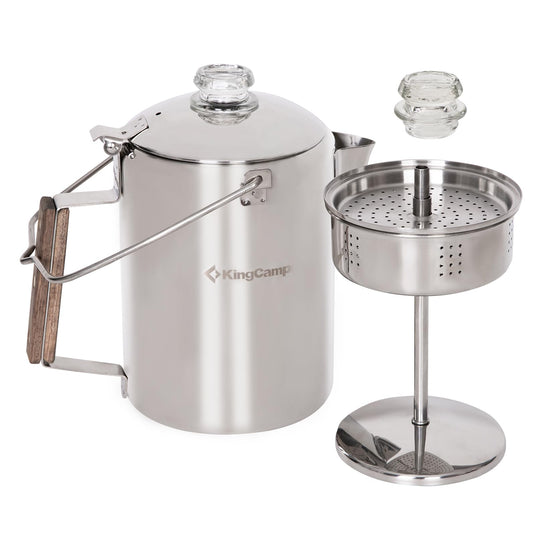 KingCamp Percolator Coffee Pot - 9 Cup & 12 Cup 304 Stainless Steel Campfire Coffee Maker for Outdoor Camping, RV & Backpacking