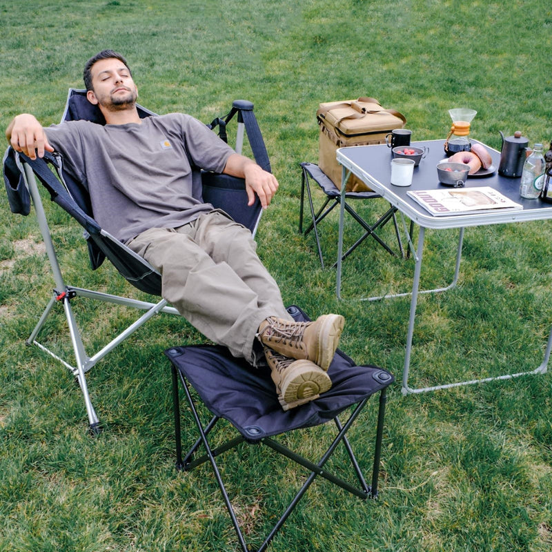 Load image into Gallery viewer, KingCamp Portable Swing Recliner Chair + Padded Camping Footrest Bundle