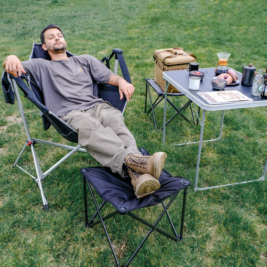KingCamp Portable Swing Recliner Chair + Padded Camping Footrest Bundle