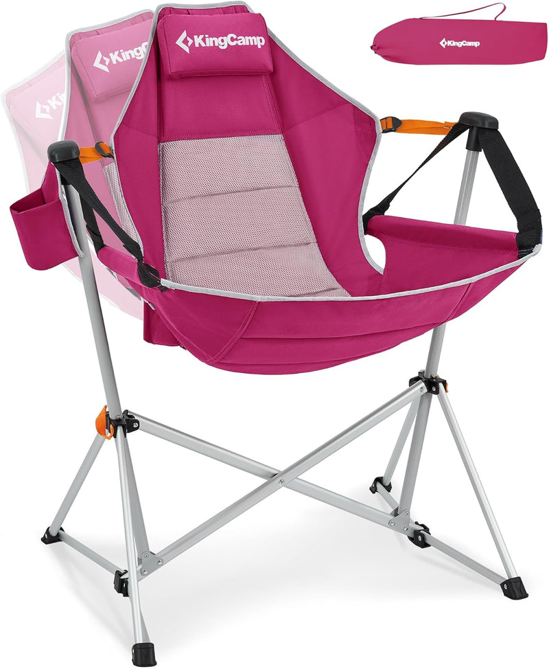 Load image into Gallery viewer, KingCamp Portable Swing Recliner Chair with Pillow ORCHID C10 Hammock Camping Chair Rose Red