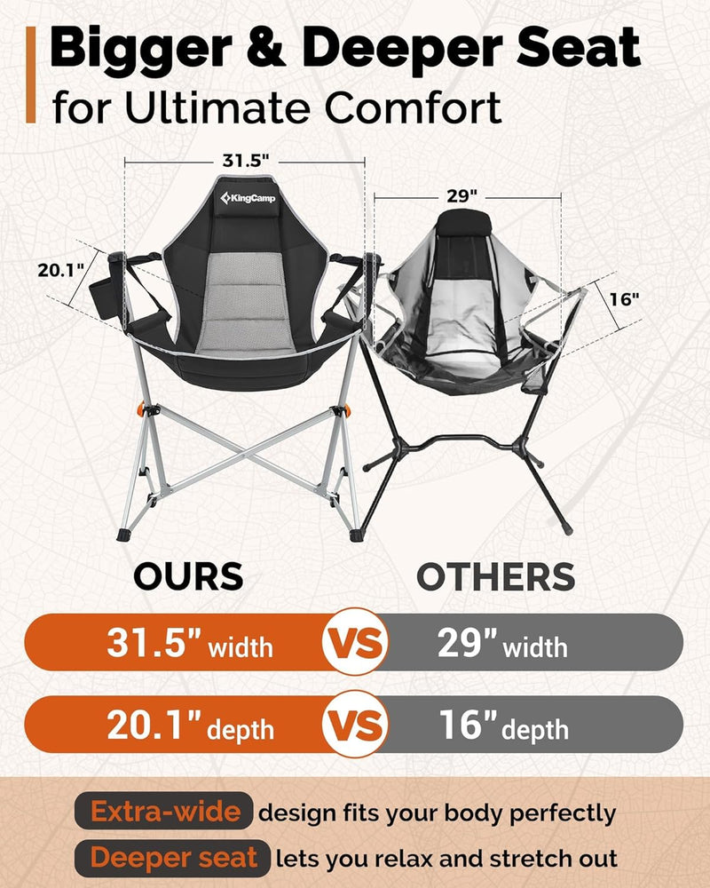 Load image into Gallery viewer, KingCamp Portable Swing Recliner Chair with Pillow Bigger and Deeper Seat