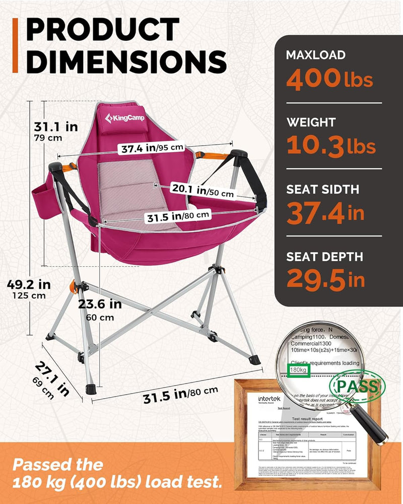 Load image into Gallery viewer, KingCamp Portable Swing Recliner Chair with Pillow ORCHID C10 Hammock Camping Chair