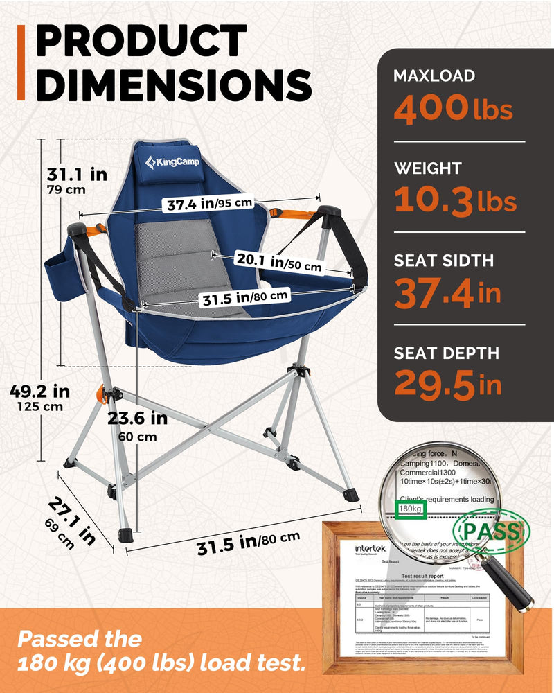 Load image into Gallery viewer, KingCamp Portable Swing Recliner Chair with Pillow ORCHID C10 Hammock Camping Chair