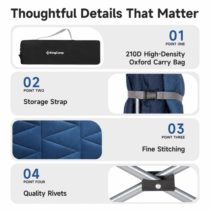 Laden Sie das Bild in Galerie -Viewer, KingCamp Ravon C20 Folding Camping Cot, 400 lbs Heavy Duty Portable Sleeping Bed with Padded Headrest, 10-Leg Steel Frame & Side Pocket