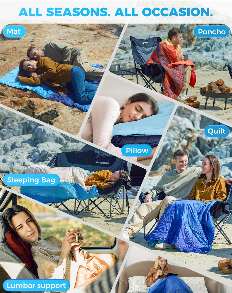 Load image into Gallery viewer, KingCamp SMART 150 XL Ultralight Camping Blanket – Packable, Wearable & Water-Repellent for Outdoor & Stadium Use