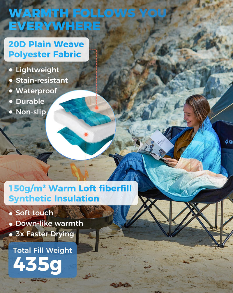 Load image into Gallery viewer, KingCamp SMART 150 XL Ultralight Camping Blanket – Packable, Wearable & Water-Repellent for Outdoor & Stadium Use